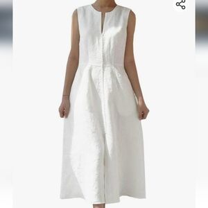 NWT Celmia collection cotton sleeveless midi dress with pockets Size Lg